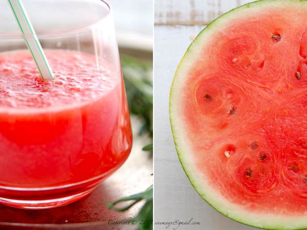 Sinemage watermelon smoothie and slice diptych