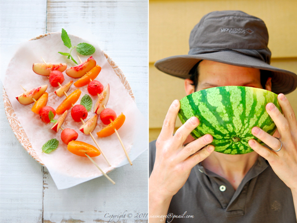 Sinemage watermelon skewers diptych